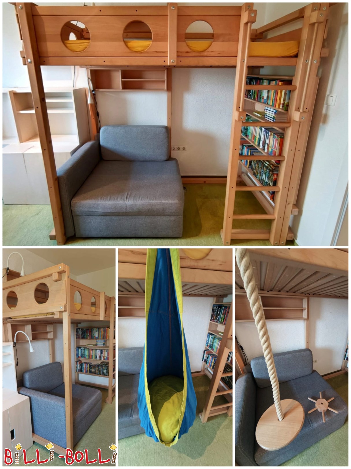 Inserat 5775: Mitwachsendes Hochbett mit Bullaugenbrettern in Buche unbehandelt Mitwachsendes Hochbett mit Bullaugenbrettern in Buche unbehandelt (Kategorie: Hochbett mitwachsend gebraucht)